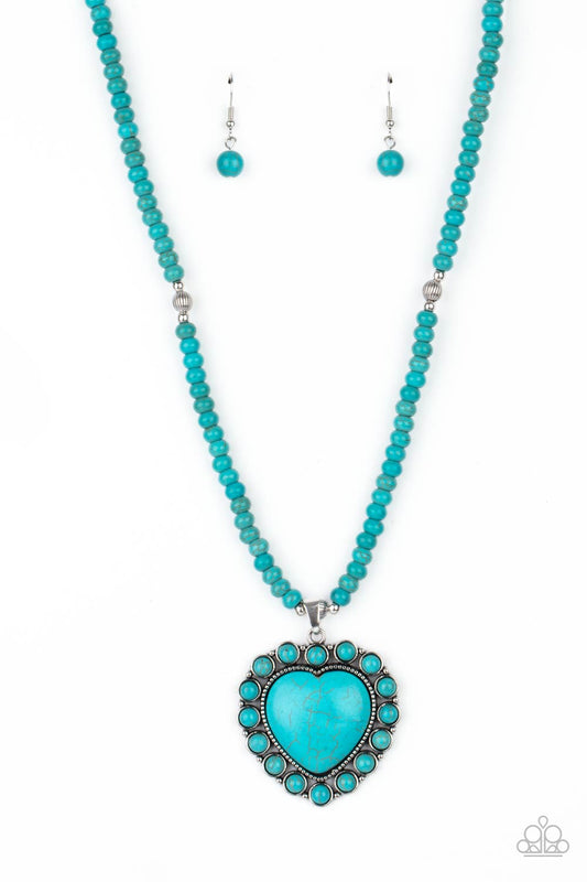 A Heart Of Stone - Blue Necklace with Heart Pendant
